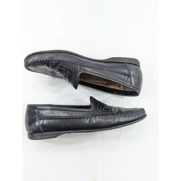 Santoni Black Leather Loafer Mens Size 8 D Italy Made Casual Shoes 441348 - Picture 5 of 9